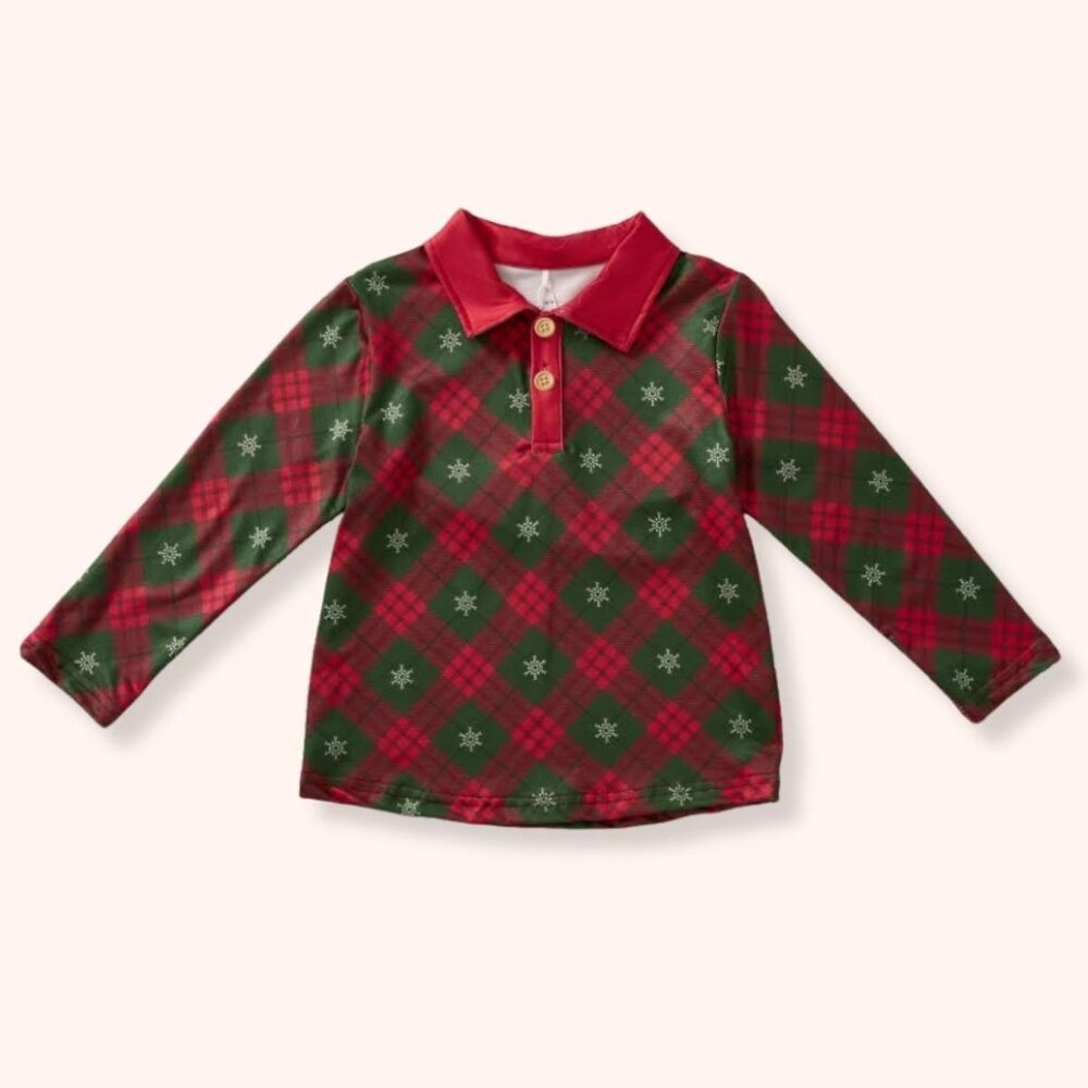 Christmas plaid boy top